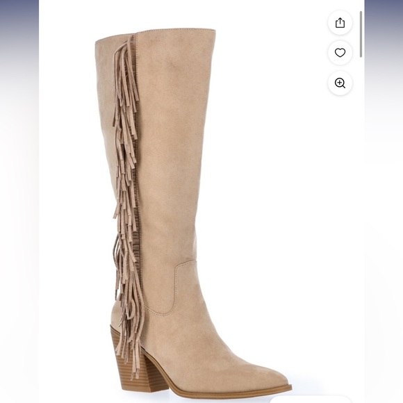 Shoes - Tan Fringe Knee-High Boots